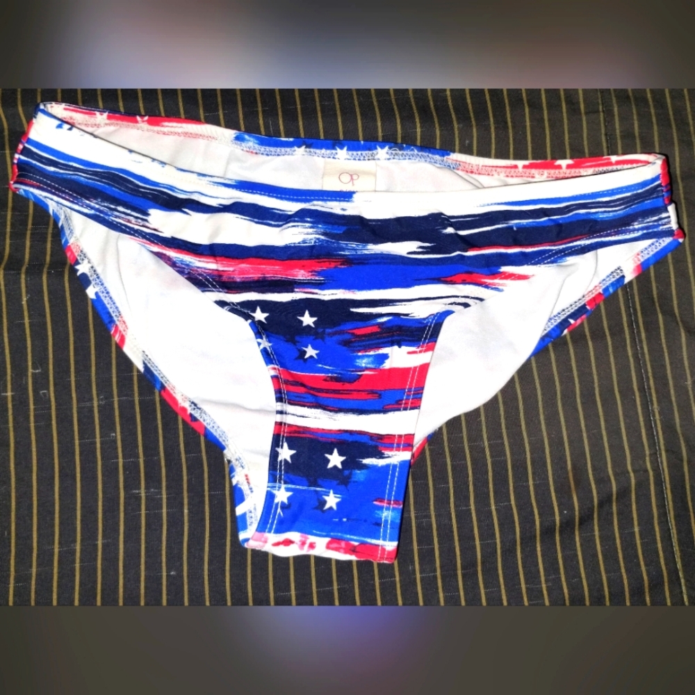 OP size small red white blue bikini bottom